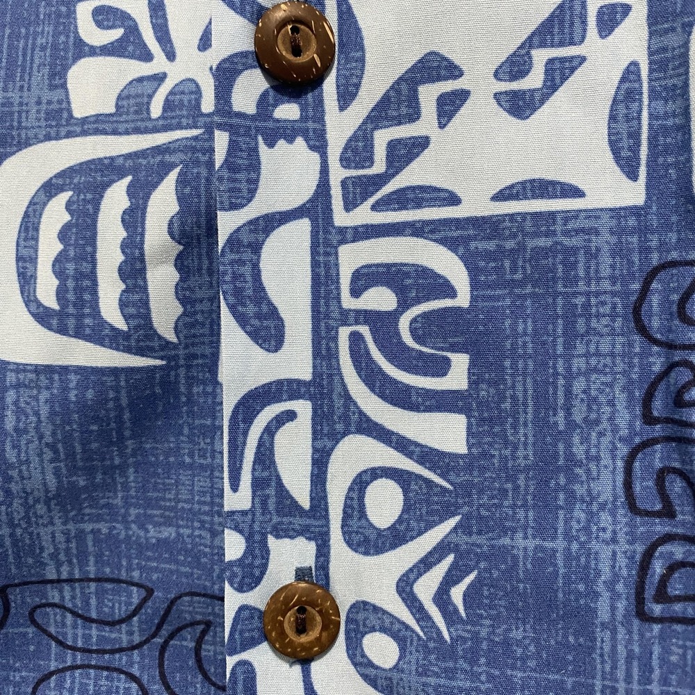 Hilo Hattie Shirt Mens 2XL Blue‎ Geometric Hawaiian Aloha Camp Resort Button Up - Picture 4 of 9